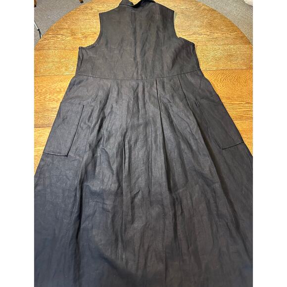 April Cornell for Cornell Trading Black 100% Linen Shirt Dress Oversized Medium - Picture 8 of 12